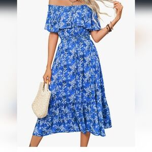 Womans off the sholder blue dress